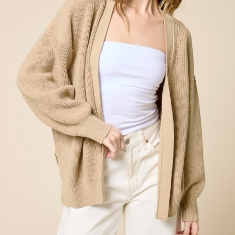 NWOT Charlotte Avery Addie open front cardigan - beige